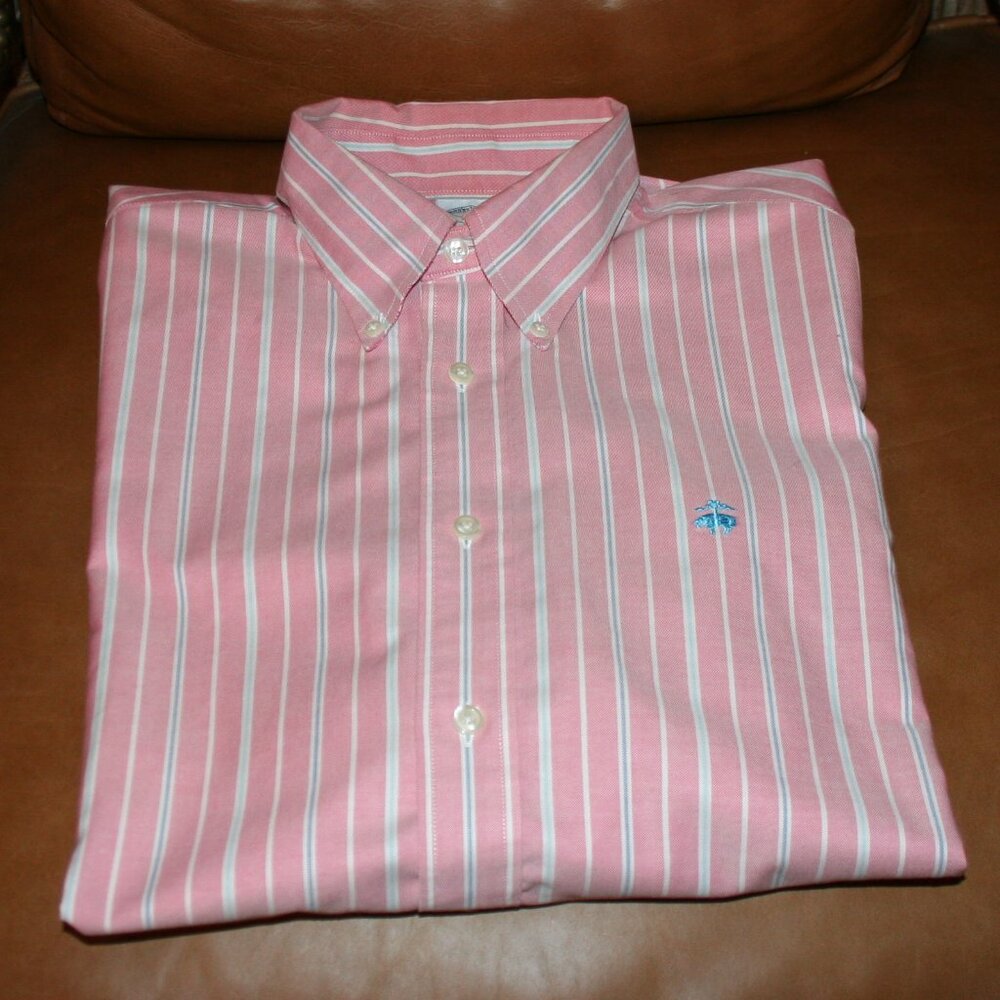 Brooks Brothers Regent Long Sleeve Pink/Stripe Shirt Size Large
